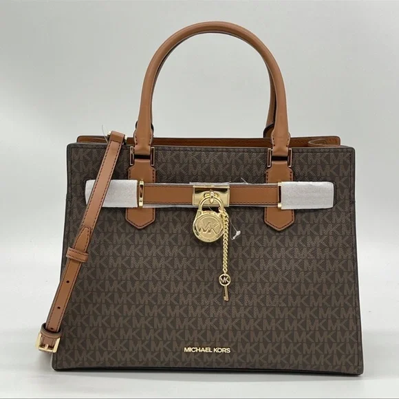 Michael Kors Medium Hamilton Satchel Bag Brown - Picture 2 of 13
